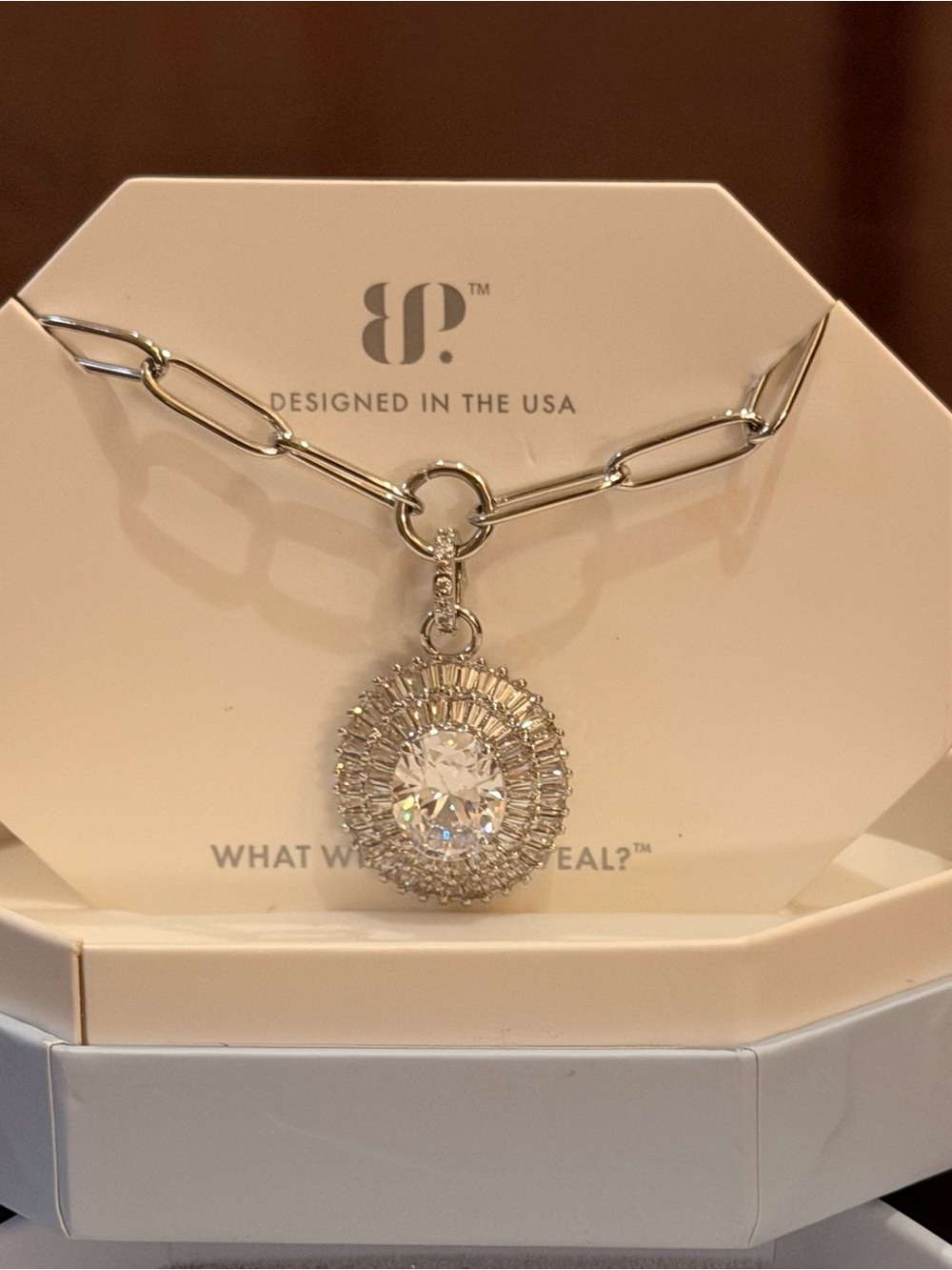Bomb Party NWT! Silver-Tone Crystal Sunburst Pendant Necklace